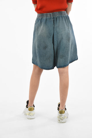 MM6 Vintage Effect Wide Shorts with Drawstring Waist