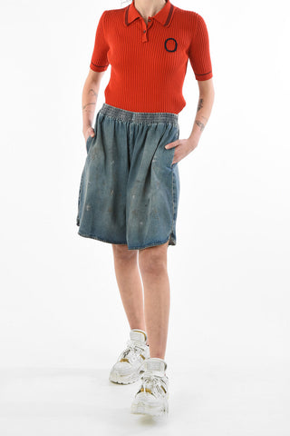 MM6 Vintage Effect Wide Shorts with Drawstring Waist