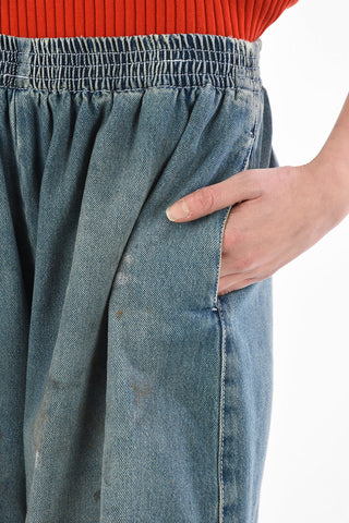 MM6 Vintage Effect Wide Shorts with Drawstring Waist