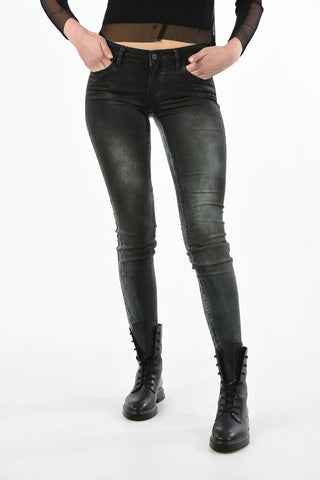 bleached Mid-rise waist GRACEY-NE slim fit sweat jeans