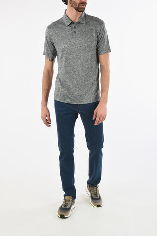 ZZEGNA Linen 3 Button Polo Shirt