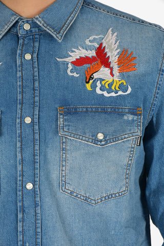 Embroidered Denim D-ROOKE Shirt