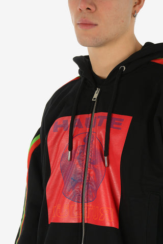 Printed S-HENRY-HOOD Sweatshirt with Zip Closure