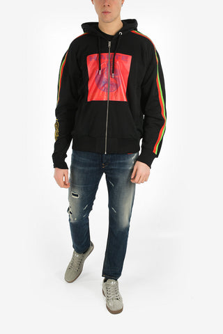 Printed S-HENRY-HOOD Sweatshirt with Zip Closure