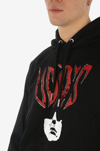 Felpa S-GIRK-HOOD-J2 con Strass e Dettagli Distressed