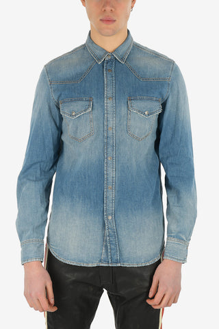 Stonewashed Denim D-EAST-W Shirt with Snap Button