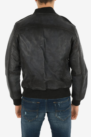 Leather L-OIUKI Bomber with Zip Closure