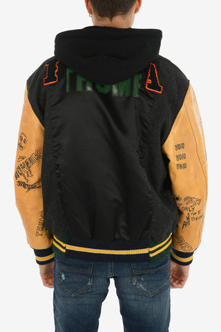 Leather Sleeve L-ANTON Bomber