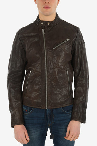 Leather R-RAMYTON Jacket with Zip Closure