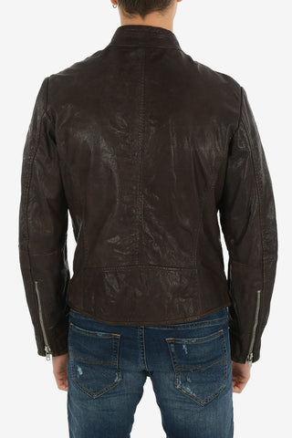 Leather R-RAMYTON Jacket with Zip Closure