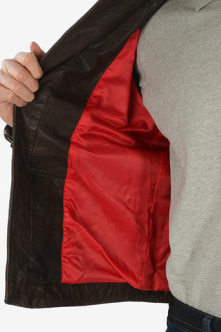Leather R-RAMYTON Jacket with Zip Closure
