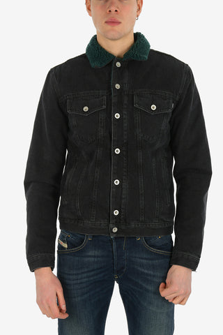 Denim D-GIOC-FUR Jacket with Faux Fur Inner