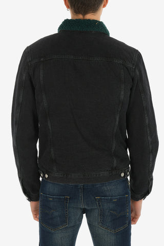 Denim D-GIOC-FUR Jacket with Faux Fur Inner