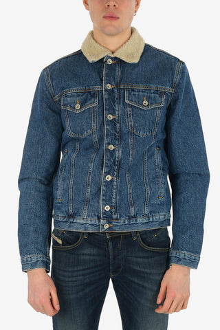 Denim D-GIOC-FUR Jacket with Faux Fur Inner