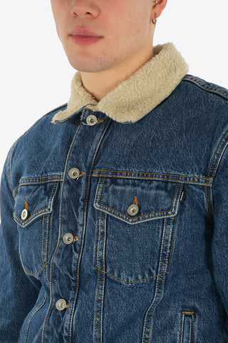 Denim D-GIOC-FUR Jacket with Faux Fur Inner