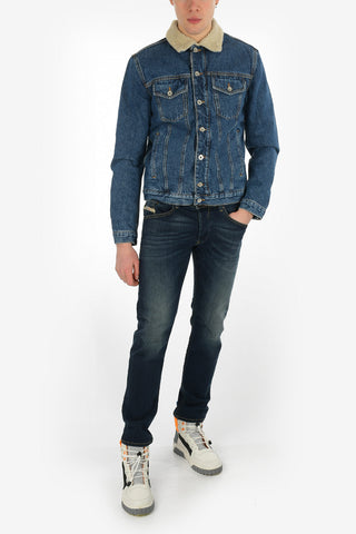 Denim D-GIOC-FUR Jacket with Faux Fur Inner