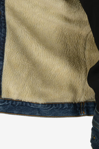 Denim D-GIOC-FUR Jacket with Faux Fur Inner