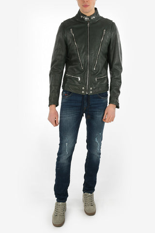 Leather L-KOJI Jacket with Zip Closure