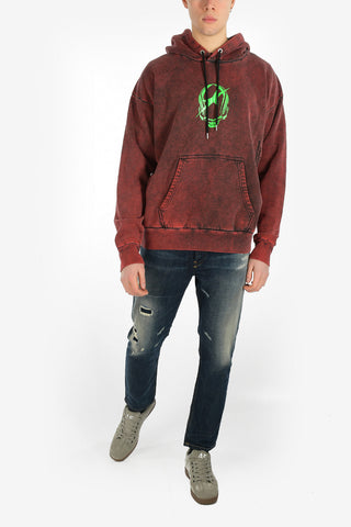 Tie Dye Effect Hooded S-ALBY-ACID Sweatshirt
