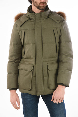 ID virgin wool down jacket with real fur detai
