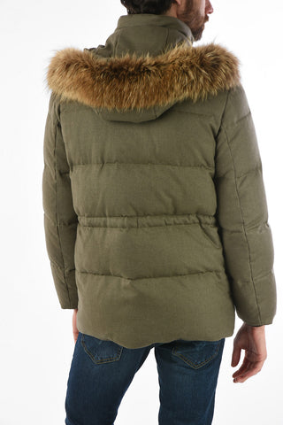 ID virgin wool down jacket with real fur detai