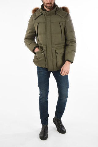 ID virgin wool down jacket with real fur detai