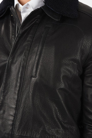 ID giubbotto PLJMAN NAP in pelle con zip frontale