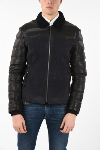 ID Suede leather outerwear jacket with Inner Down Padding
