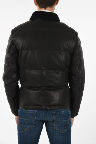 ID Suede leather outerwear jacket with Inner Down Padding