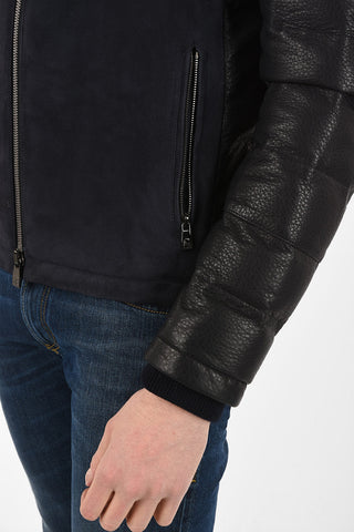 ID Suede leather outerwear jacket with Inner Down Padding