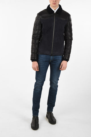 ID Suede leather outerwear jacket with Inner Down Padding