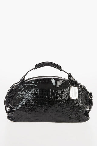 leather and crocodile print Bowler Bag