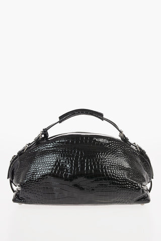 leather and crocodile print Bowler Bag