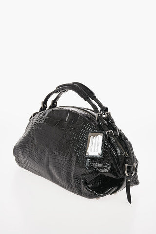 leather and crocodile print Bowler Bag