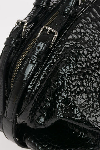 leather and crocodile print Bowler Bag