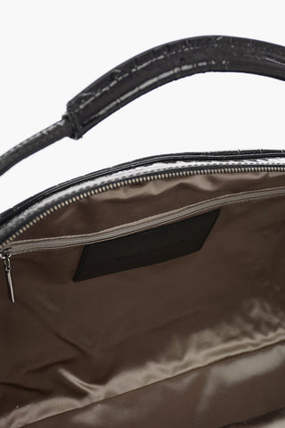 leather and crocodile print Bowler Bag