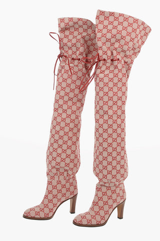 9cm All Over Logo fabric Over-the-knee boots