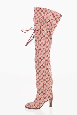 9cm All Over Logo fabric Over-the-knee boots