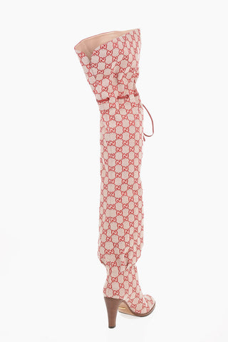 9cm All Over Logo fabric Over-the-knee boots