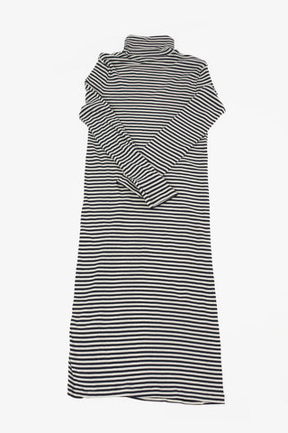 turtle neck awning striped knit dress
