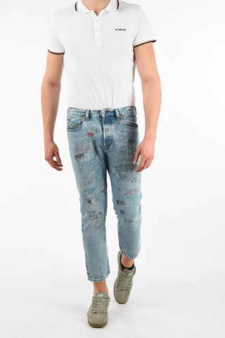 17cm Graffiti Effect MHARKY Slim Fit Jeans L30