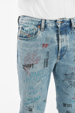 17cm Graffiti Effect MHARKY Slim Fit Jeans L30
