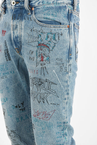 17cm Graffiti Effect MHARKY Slim Fit Jeans L30