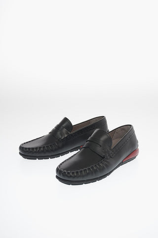 Leater TEDD Penny Loafers with Contrast Sole Detail