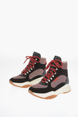 Leather INCA M High Sneakers with Suede and Mesh Details 