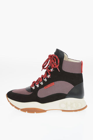 Leather INCA M High Sneakers with Suede and Mesh Details 