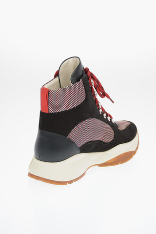 Leather INCA M High Sneakers with Suede and Mesh Details 