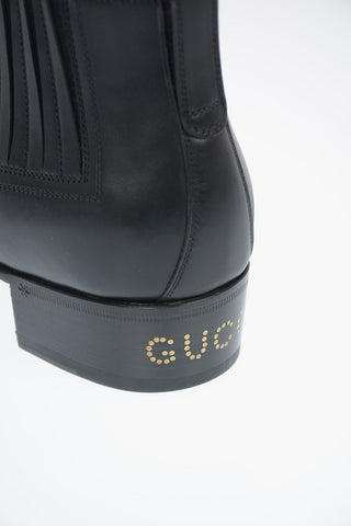 Leather Pull-On Ankle Boots with Monogram Brogue