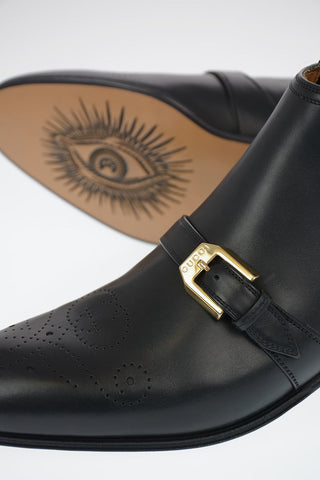 Leather Pull-On Ankle Boots with Monogram Brogue