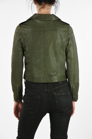 Leather Cropped R-SERY Biker Jacket